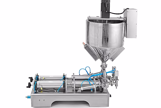 Two-Head Thick Liquid & Paste Filler with Heater and Mixer - 30-500ml